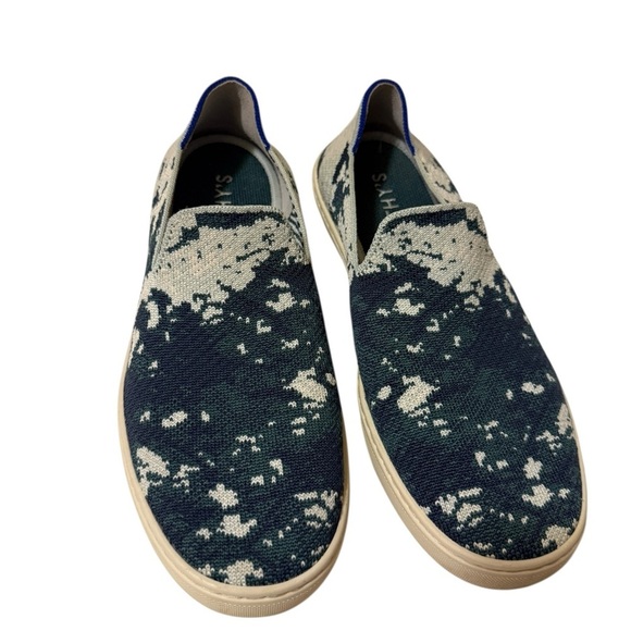 Rothy's Blue and White Artistic Loafers Rothys Sea Green Shibori Sneakers Shoes - Picture 8 of 11